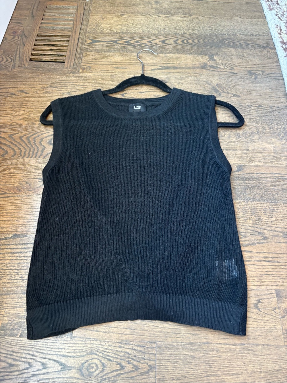 LINE Black Lightweight Open Knit Sleeveless Sweater Vest Top | S